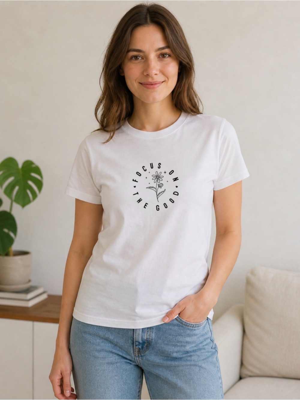 Focus on the Good Inspirational Flower Graphic Tee